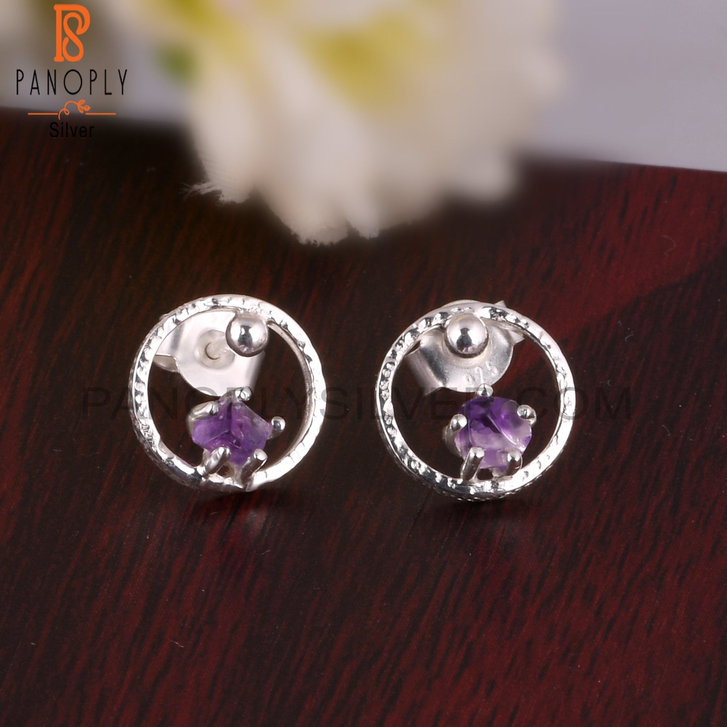 Amethyst 925 Sterling Silver Graduation Earrings