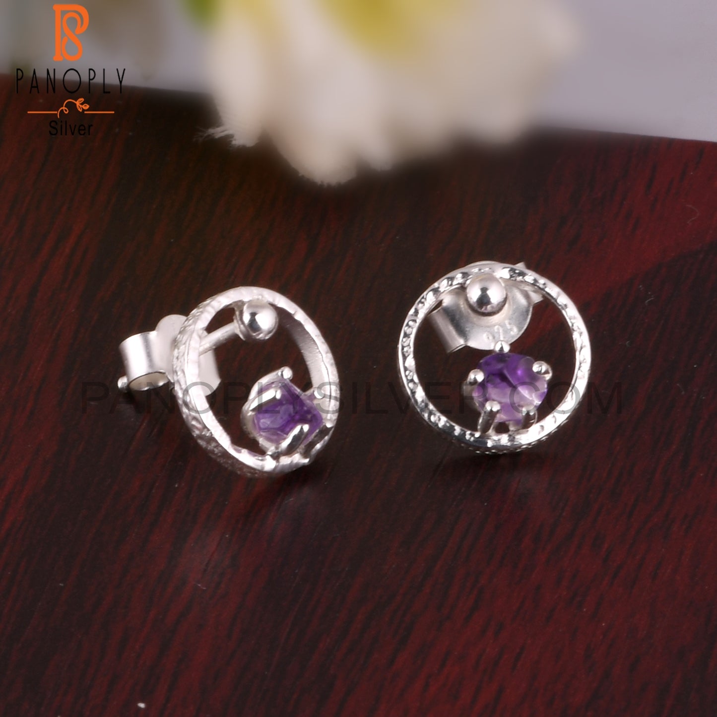 Amethyst 925 Sterling Silver Graduation Earrings