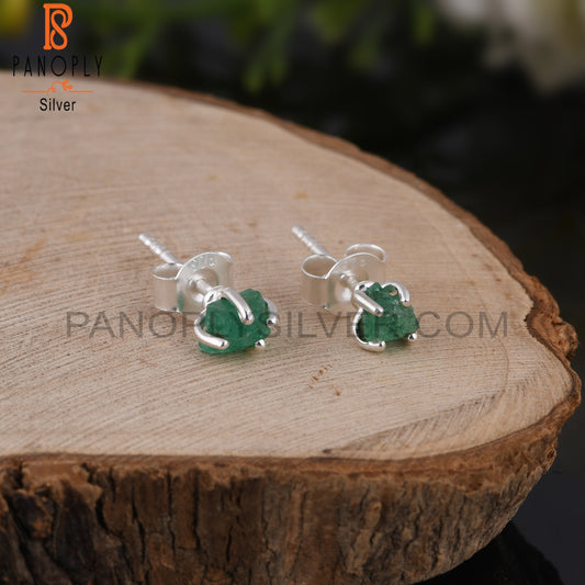 Emerald Stone 925 Sterling Silver Earrings