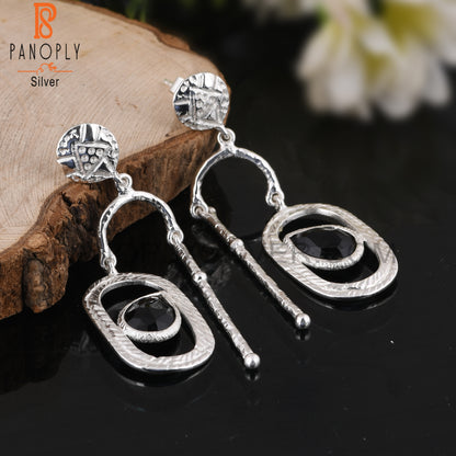 Black Onyx Pear Shape Daily Wear 925 Sterling Silver Earrings