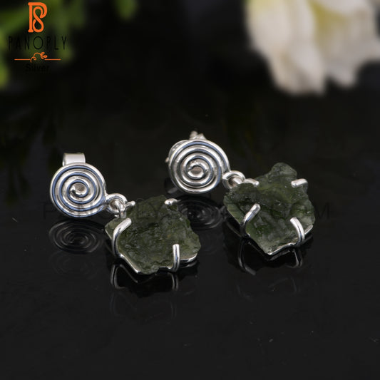 Moldavite 925 Sterling Silver Earrings For Party