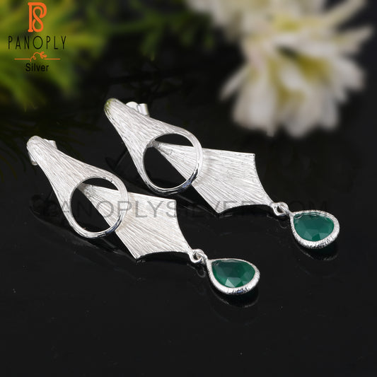 Green Onyx 925 Silver Unique Beautiful Statement Earrings