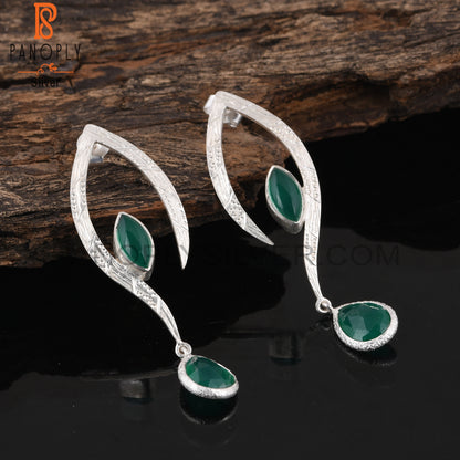Wedding Green Onyx 925 Sterling Silver Earrings