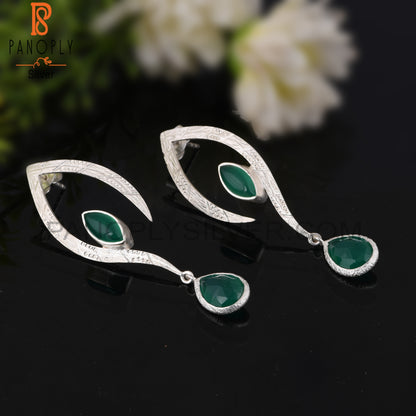 Wedding Green Onyx 925 Sterling Silver Earrings