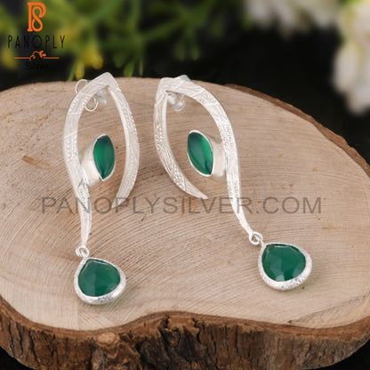 Wedding Green Onyx 925 Sterling Silver Earrings