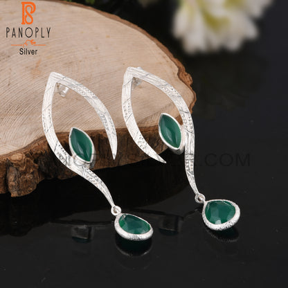 Wedding Green Onyx 925 Sterling Silver Earrings