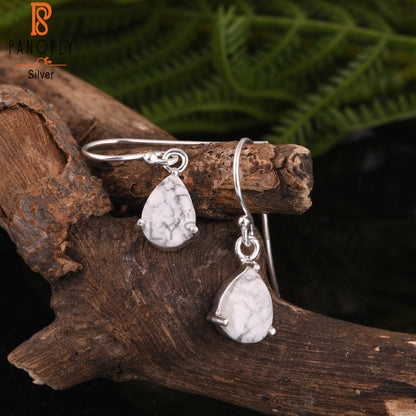 Howlite Pear 925 Sterling Silver Earrings