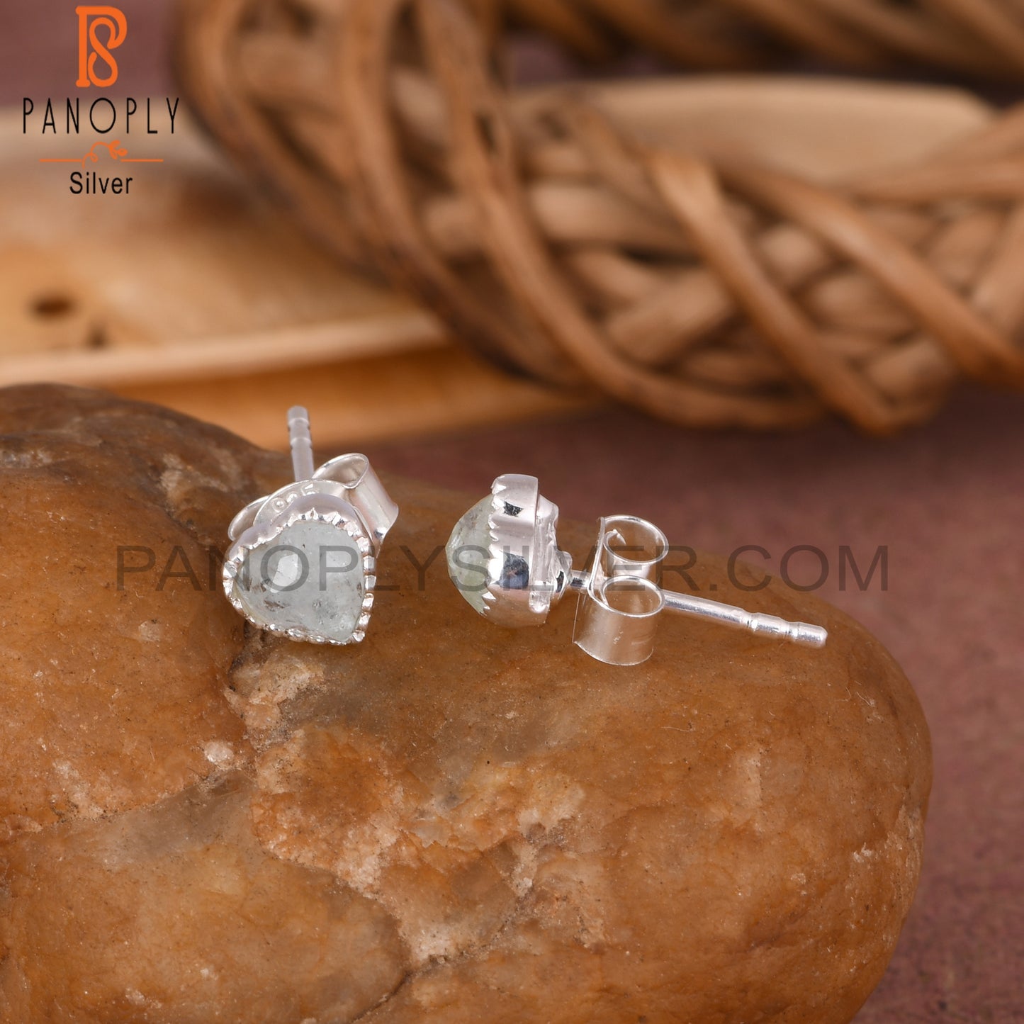 Aquamarine Heart 925 Sterling Silver Earrings