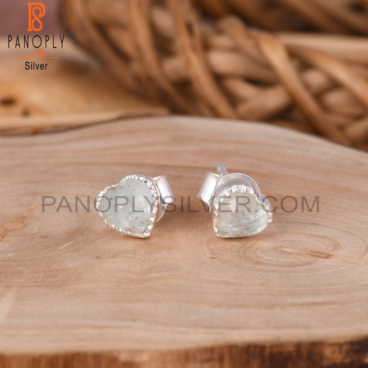Aquamarine Heart 925 Sterling Silver Earrings