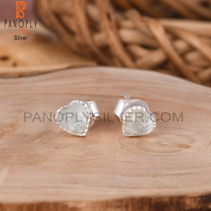 Aquamarine Heart 925 Sterling Silver Earrings