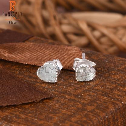 Aquamarine Heart 925 Sterling Silver Earrings