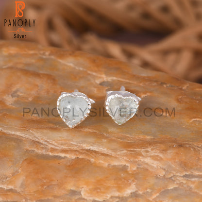 Aquamarine Heart 925 Sterling Silver Earrings
