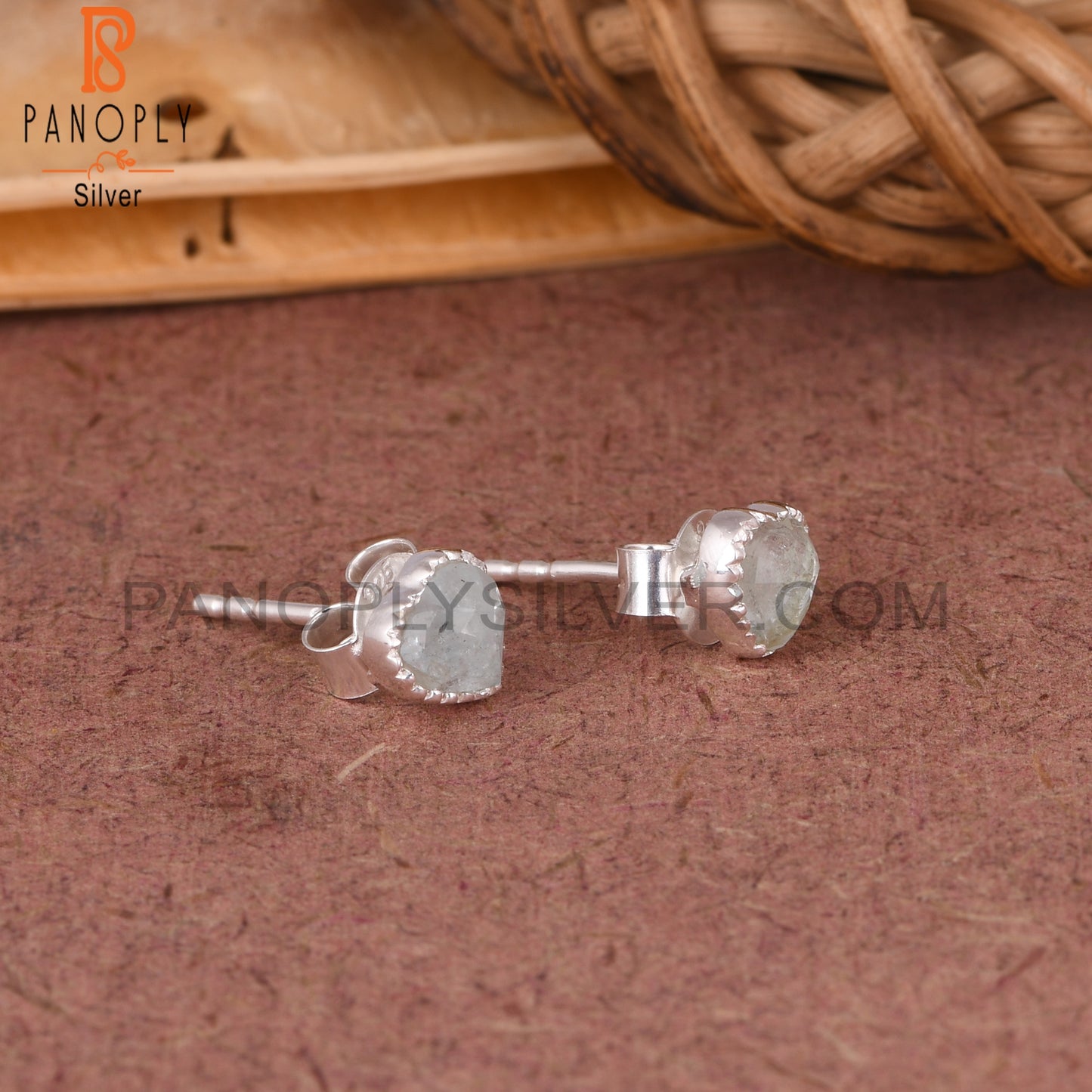 Aquamarine Heart 925 Sterling Silver Earrings