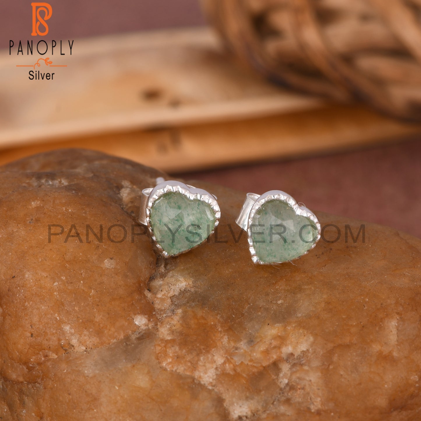 Green Strawberry Quartz 925 Sterling Silver Earrings