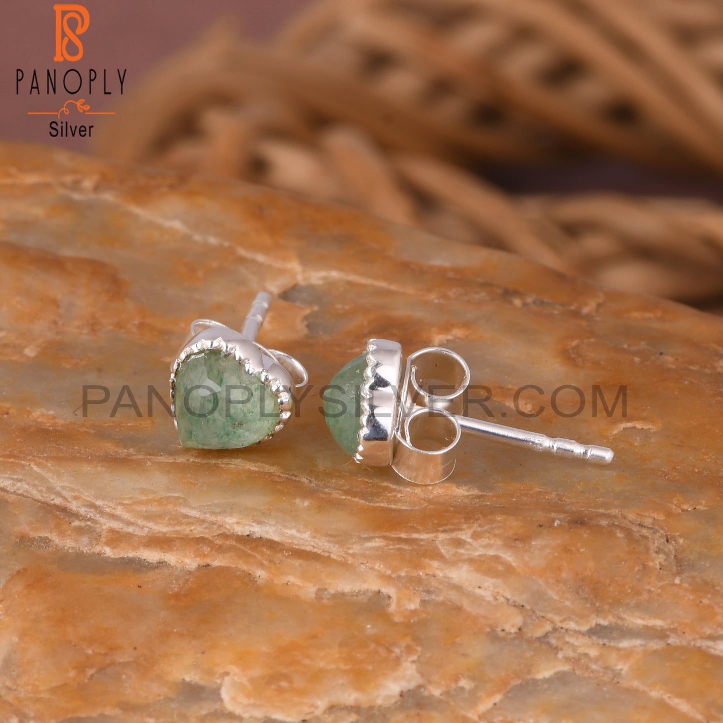Green Strawberry Quartz 925 Sterling Silver Earrings
