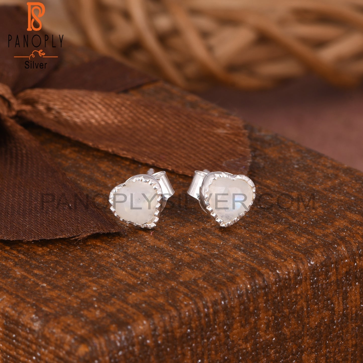 Rainbow Moonstone Heart 925 Sterling Silver Earrings