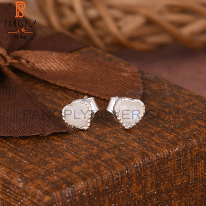 Rainbow Moonstone Heart 925 Sterling Silver Earrings