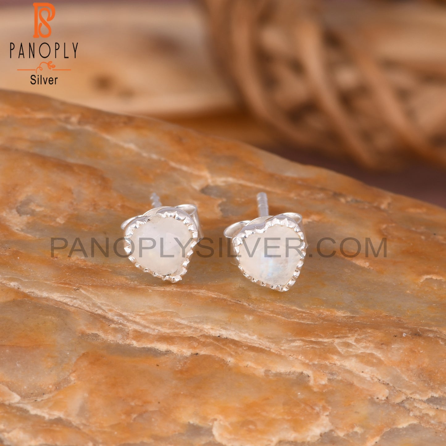 Rainbow Moonstone Heart 925 Sterling Silver Earrings