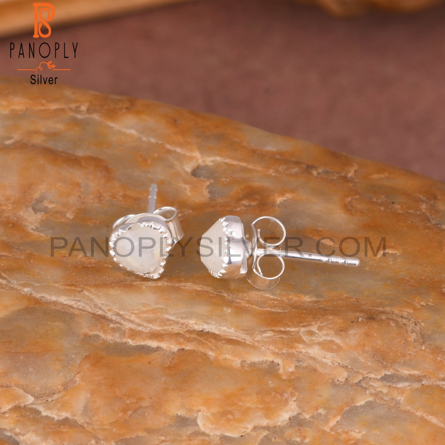 Rainbow Moonstone Heart 925 Sterling Silver Earrings