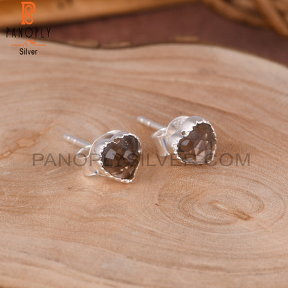 Smoky Heart Shape 925 Sterling Silver Earrings