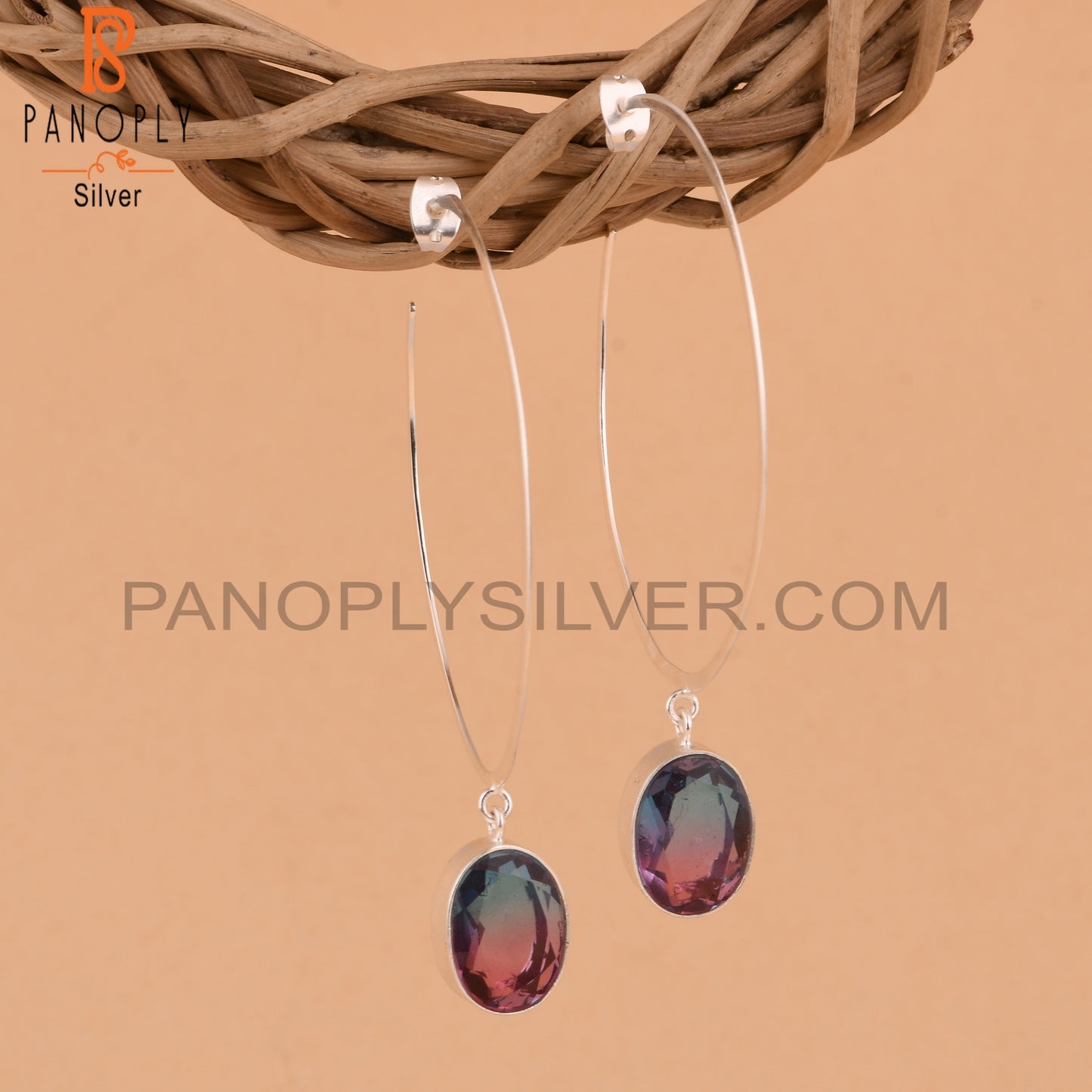 Bio Alexendrite Oval 925 Sterling Silver Earrings