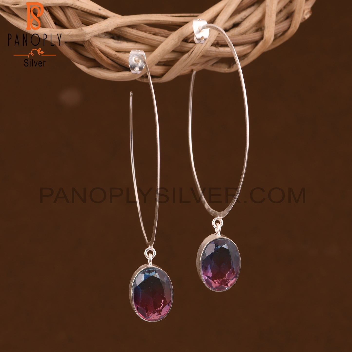 Bio Alexendrite Oval 925 Sterling Silver Earrings