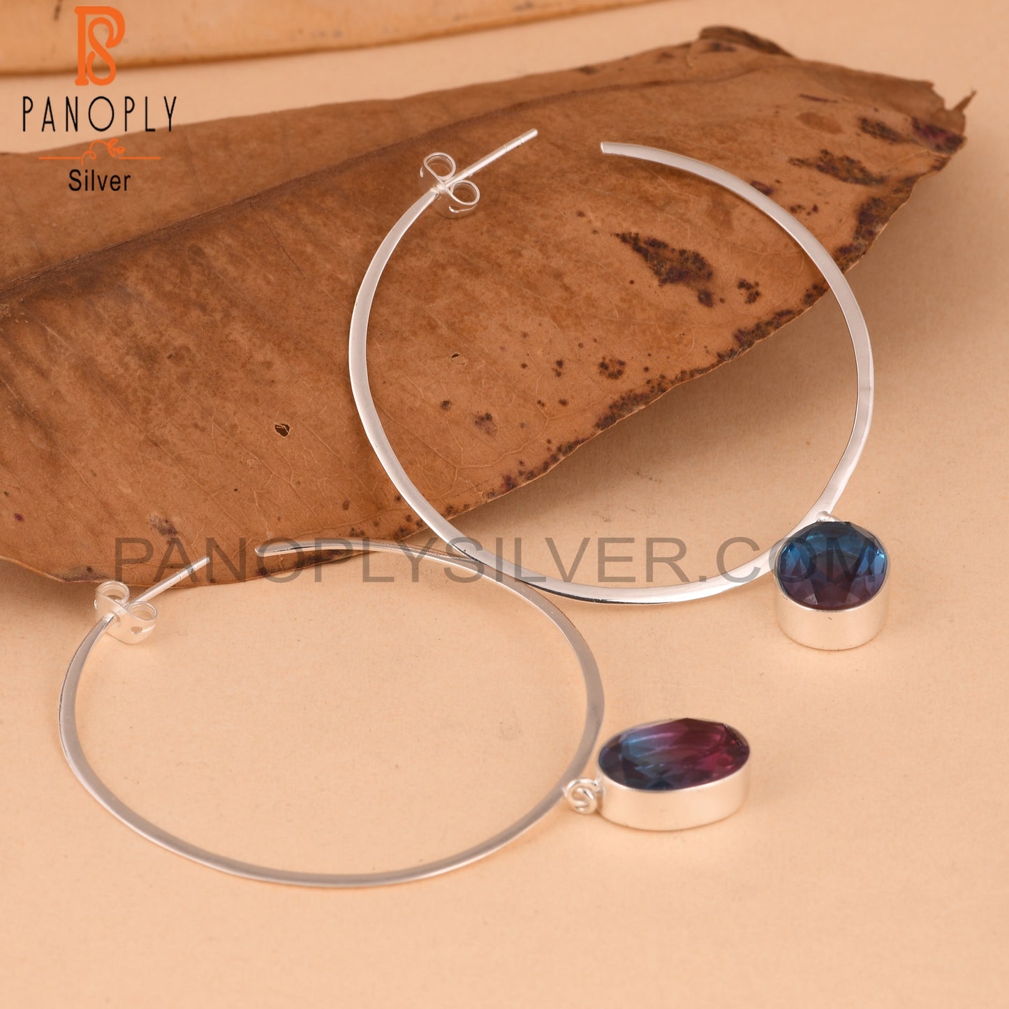 Bio Alexendrite Oval 925 Sterling Silver Earrings