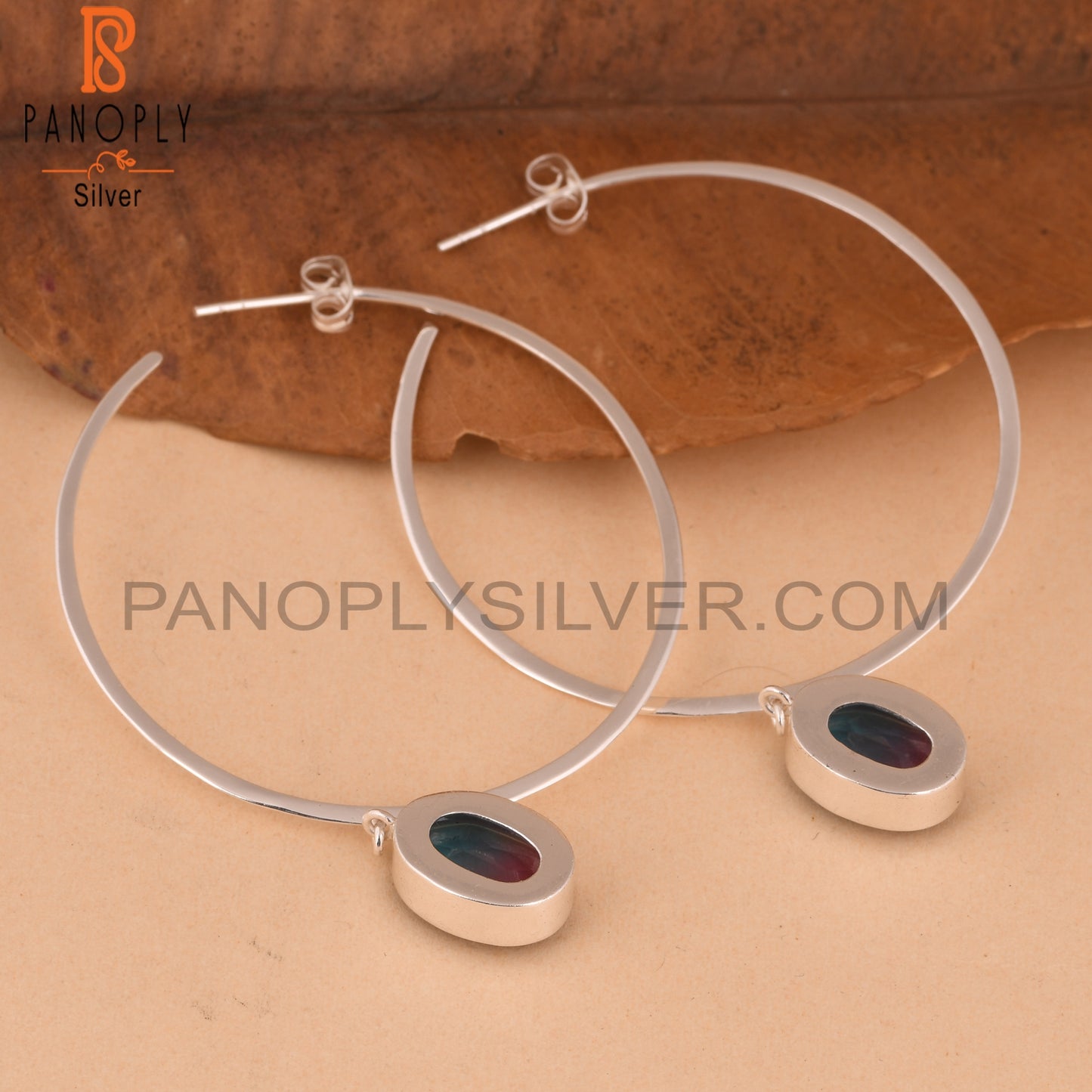 Bio Alexendrite Oval 925 Sterling Silver Earrings