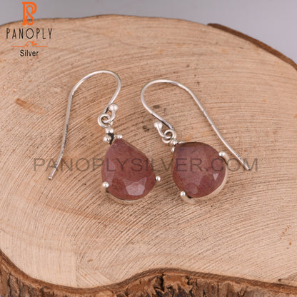 Strawberry Quartz Pear 925 Solid Silver Earrings