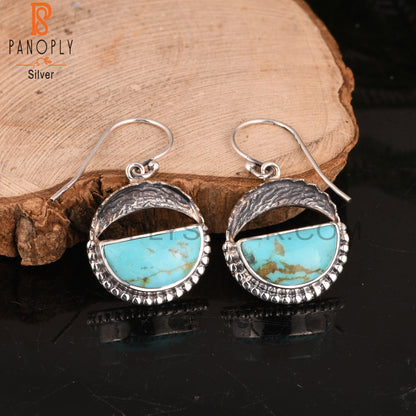 Kingman Turquoise D shape 925 Sterling Silver Earrings