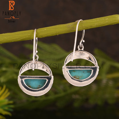 Kingman Turquoise D shape 925 Sterling Silver Earrings