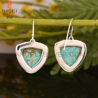 Kingman Turquoise Trillion 925 Sterling Silver Earrings