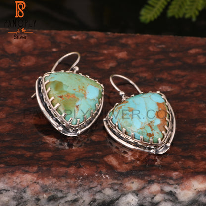 Kingman Turquoise Trillion 925 Sterling Silver Earrings