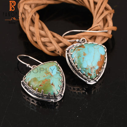 Kingman Turquoise Trillion 925 Sterling Silver Earrings