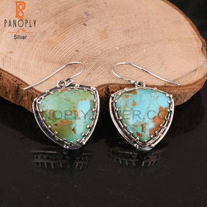 Kingman Turquoise Trillion 925 Sterling Silver Earrings