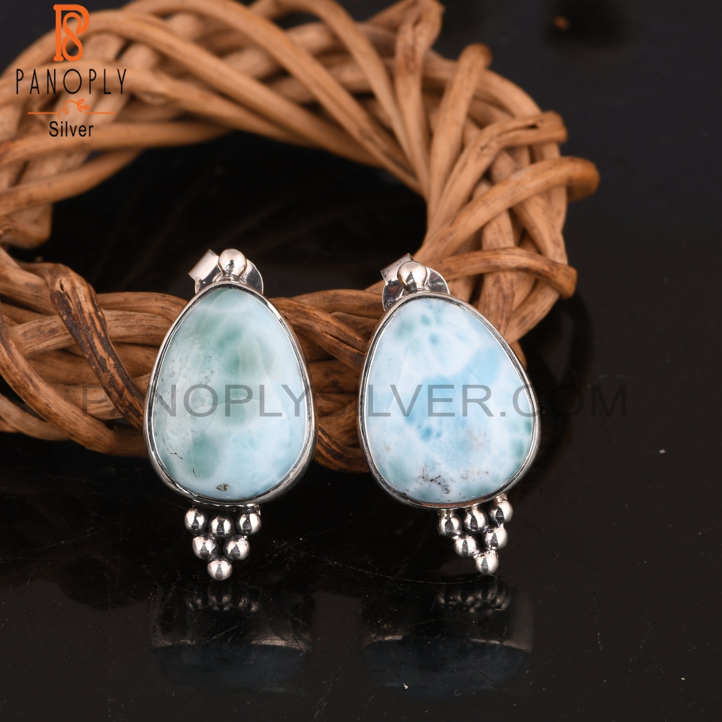 Larimar 925 Sterling Silver Earrings