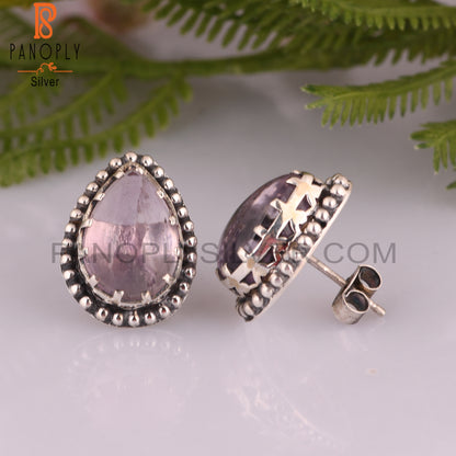 Pink Amethyst Pear 925 Sterling Silver Earrings