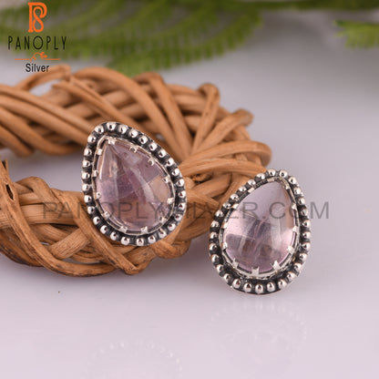 Pink Amethyst Pear 925 Sterling Silver Earrings