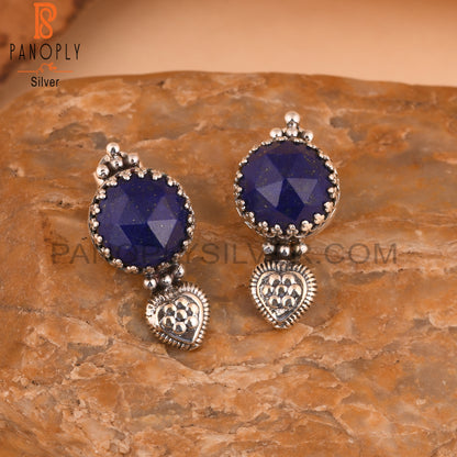 Lapis Lazuli Round 925 Sterling Silver Earrings