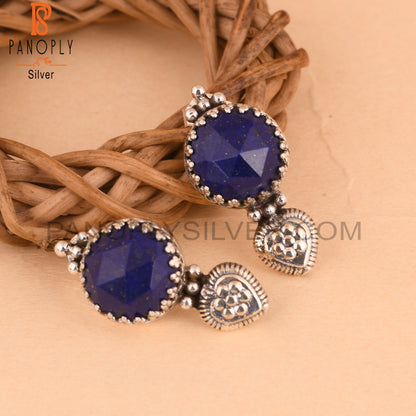 Lapis Lazuli Round 925 Sterling Silver Earrings