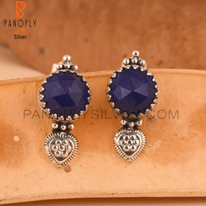 Lapis Lazuli Round 925 Sterling Silver Earrings