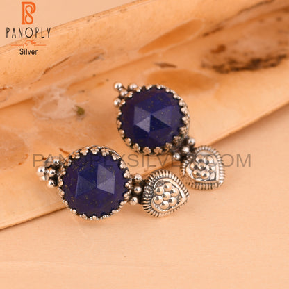 Lapis Lazuli Round 925 Sterling Silver Earrings