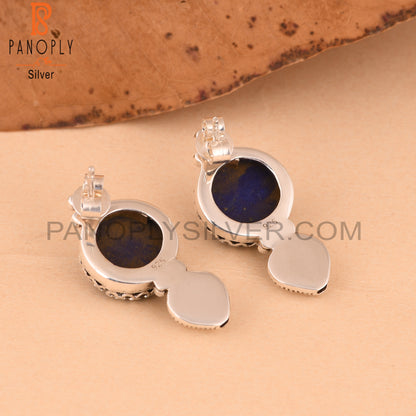 Lapis Lazuli Round 925 Sterling Silver Earrings