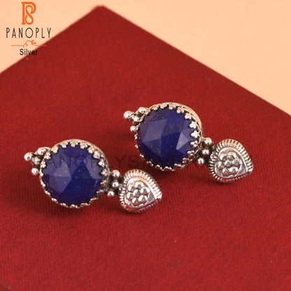 Lapis Lazuli Round 925 Sterling Silver Earrings
