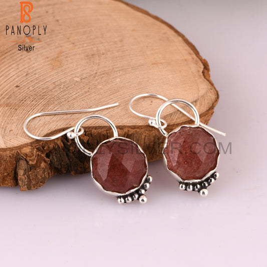 Attractive Strawberry Quartz 925 Silver Earring Gift For Her