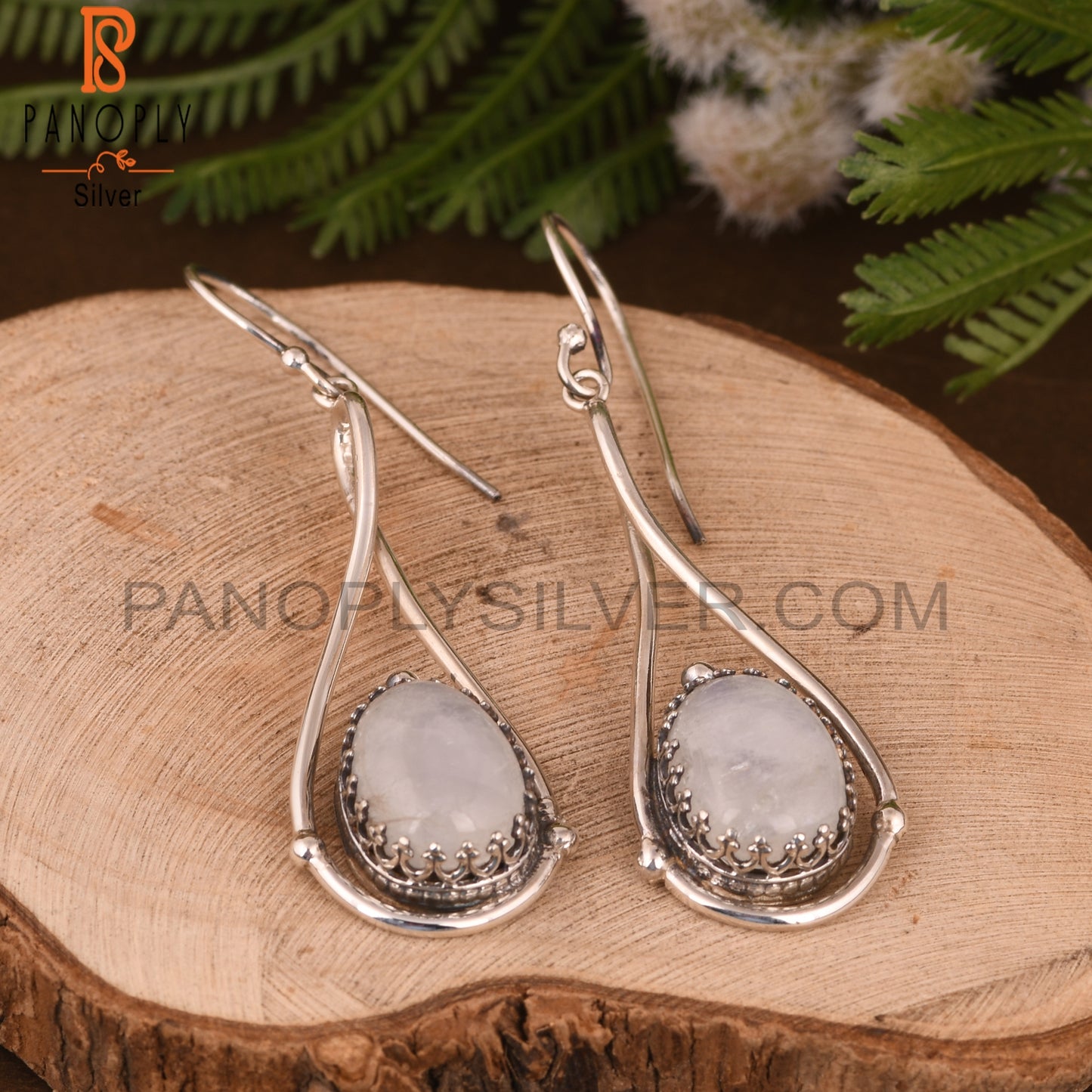 Rainbow Moonstone Earrings 925 Sterling Silver