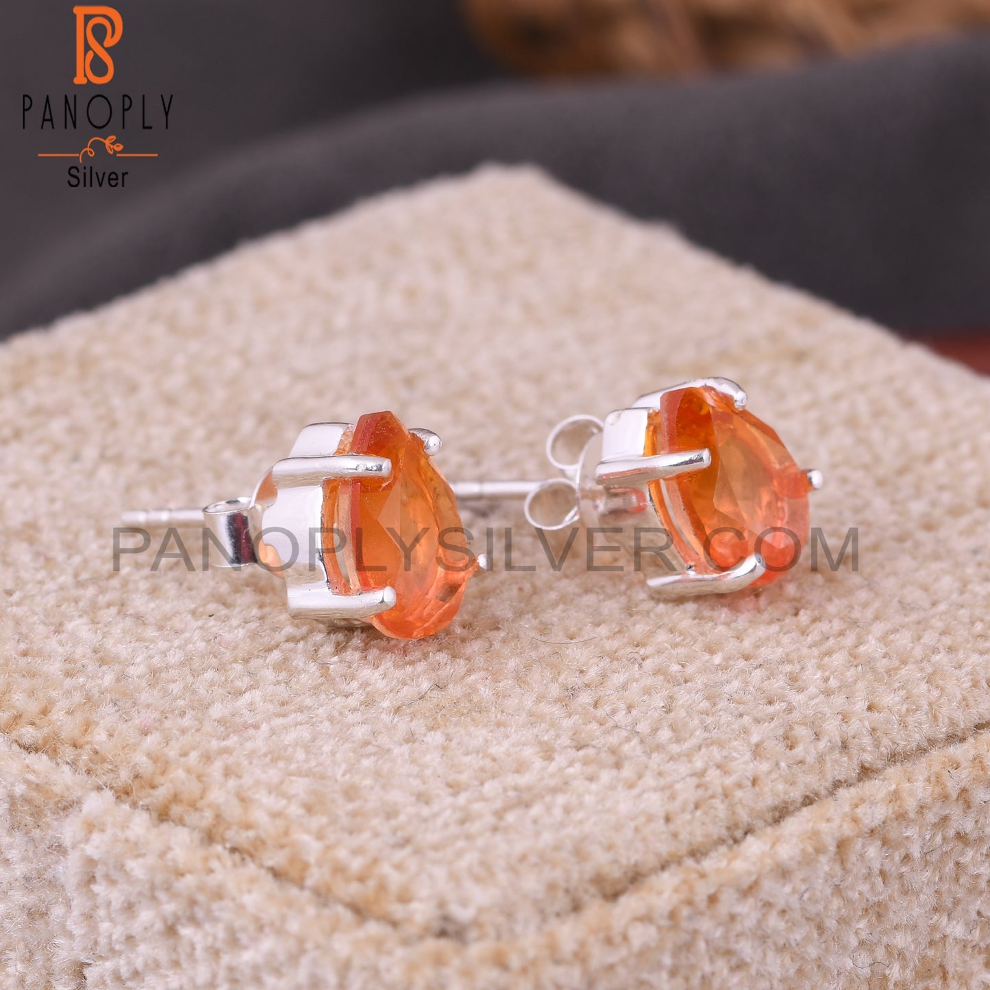 Bio Morganite Doublet Quartz Pear 925 Silver Studs