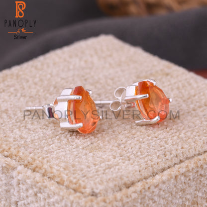Bio Morganite Doublet Quartz Pear 925 Silver Studs