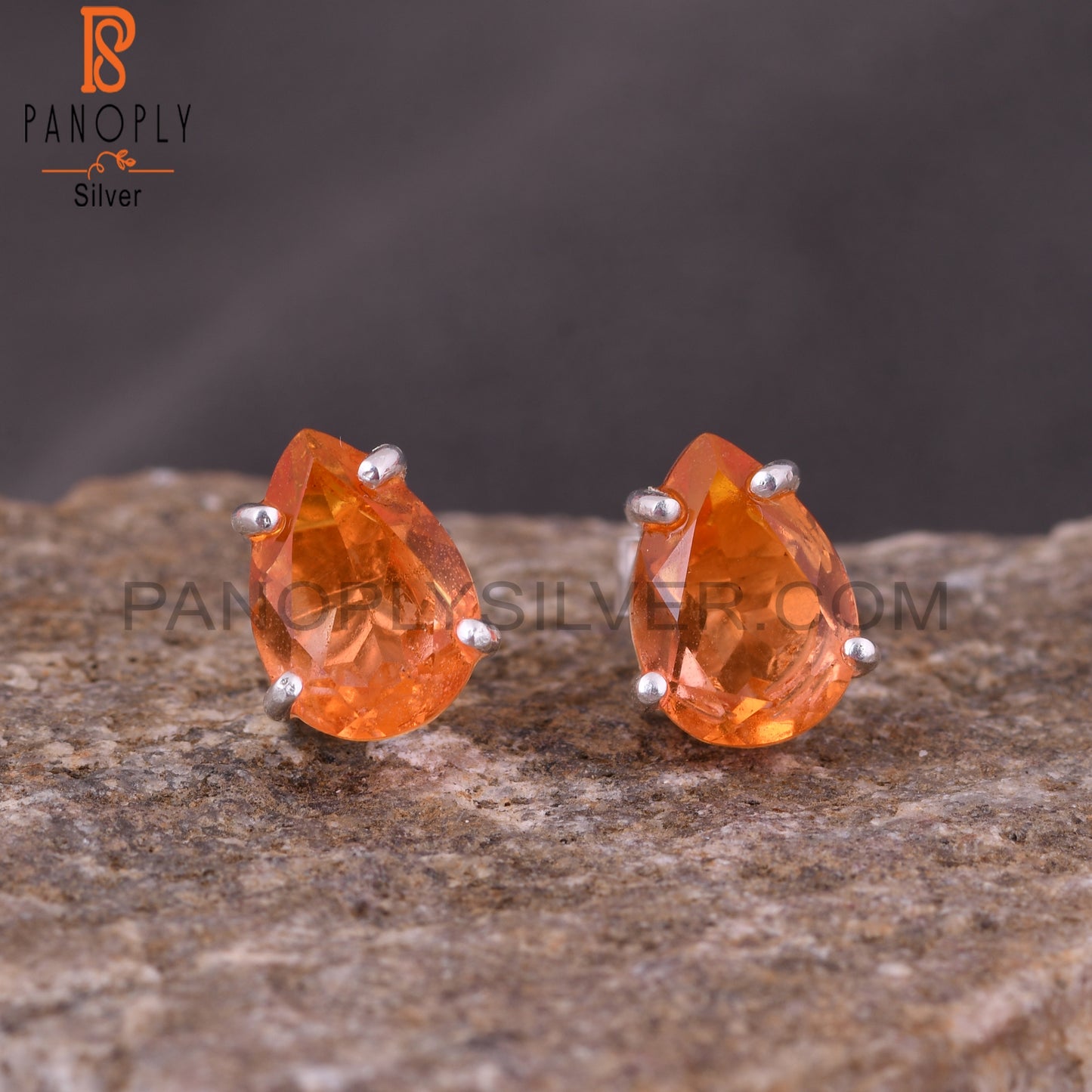 Bio Morganite Doublet Quartz Pear 925 Silver Studs