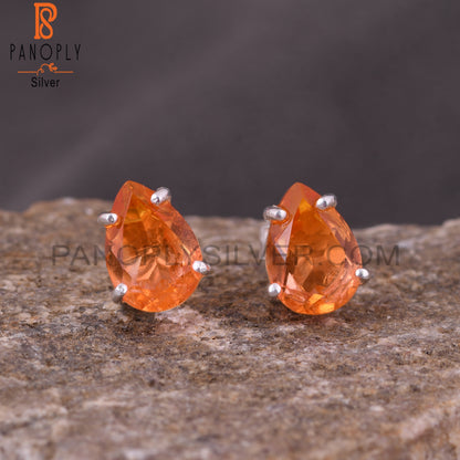 Bio Morganite Doublet Quartz Pear 925 Silver Studs